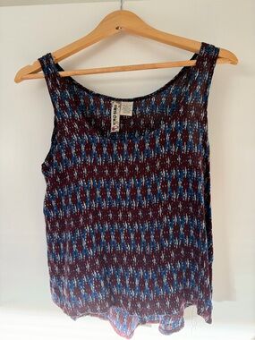 Mimi Chica Burgundy & Blue Geometric Tank Top